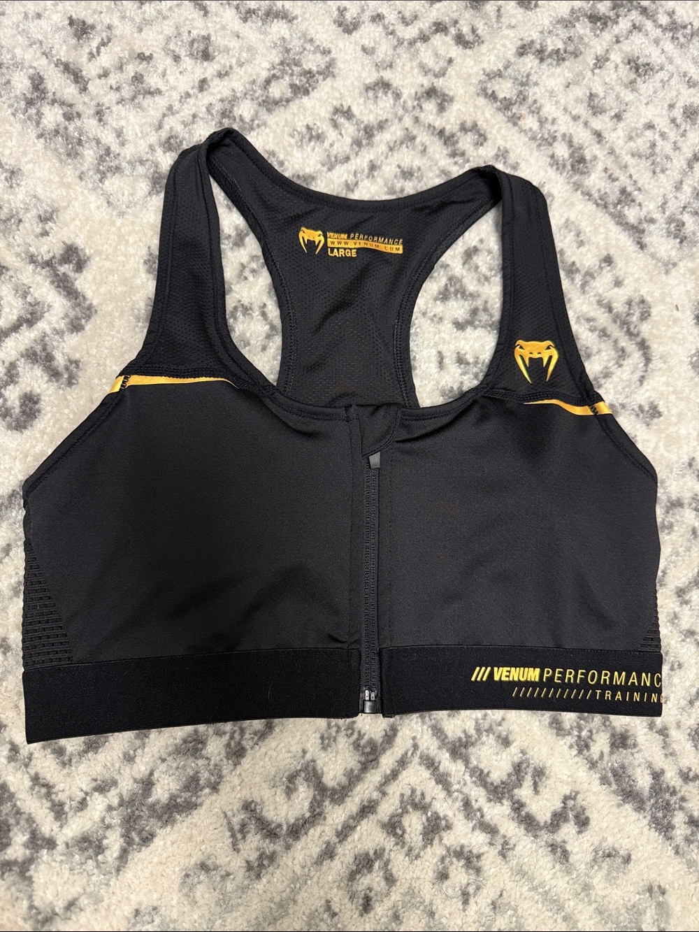 Venum Black & Yellow Front-Zip Sports Bra